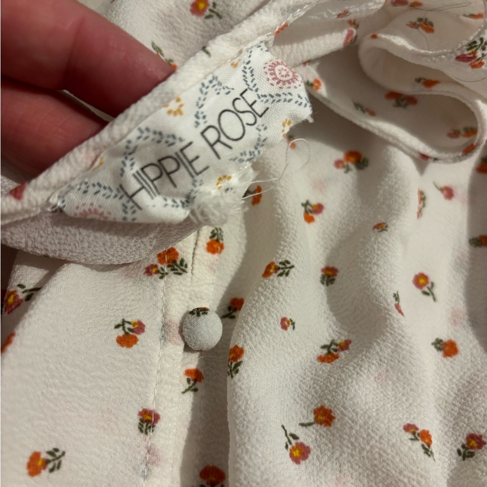 Hippie Rose Cream Floral Button-Front Blouse